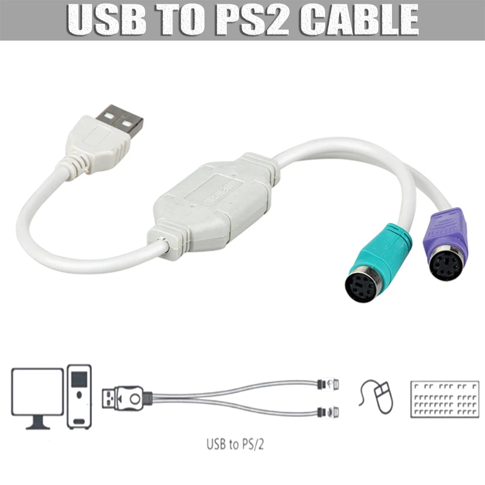 

USB to PS/2 Keyboard Mouse Adapter USB Male to PS2 Female Adapter USB Male to Round Port Keyboard Mouse Cable Converter Adapter