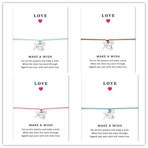 

Wish Card Silver Unicorn Bracelet for Women Wild Horse Friend Love Make A Wish Gift Wish Card Jewelry Adjustable Bracelet
