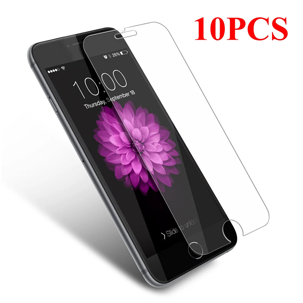 Beste Aiyoo 10 stks partij Gehard Glas Screen Protector voor iPhone X 8 7 6 S 6 5 S SE 5C 5 4 S 4 Gehard Glas Film voor iPhone 8 7 6 S Plus
