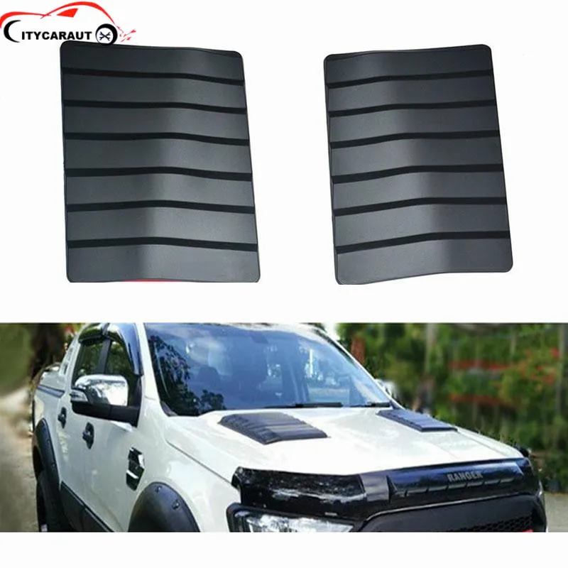 

2pcs for 2012-2017 ranger t6,T7,XLT Car Styling Stickers ABS Decorative Air Flow Intake Scoop Bonnet Vent Cover citycarauto