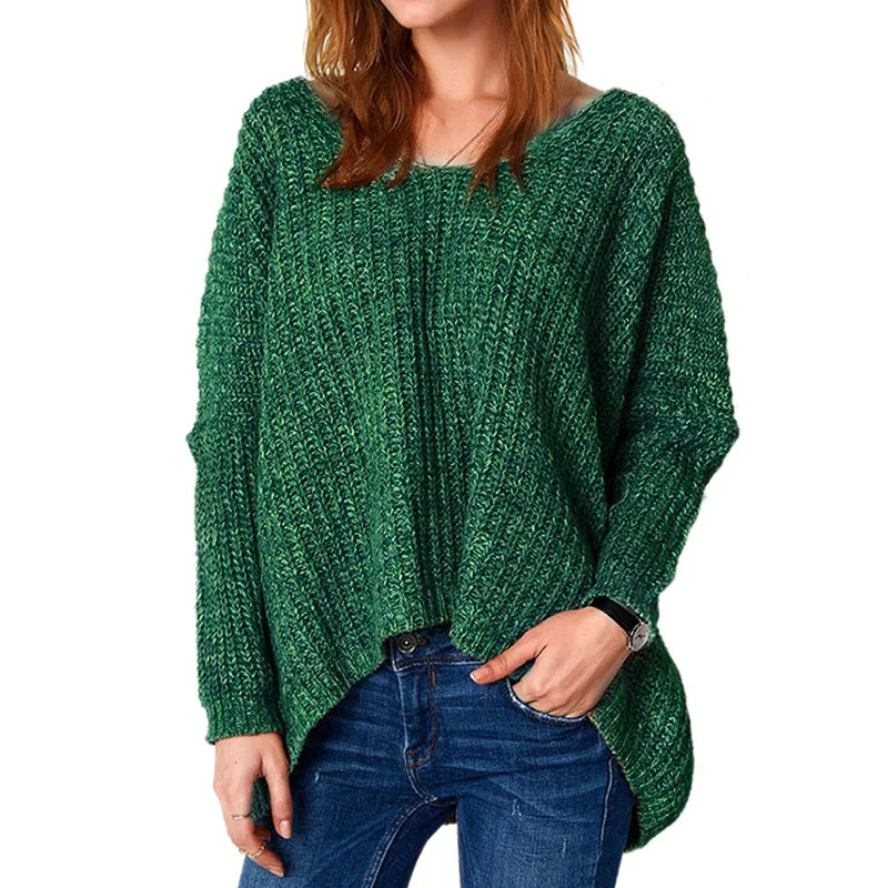 2017 Autumn Women Deep V Neck Long Sleeve Sweater Solid Knitted Pullover Loose Casual Asymmetrical Hem Jumper Tops Knitwear | Женская