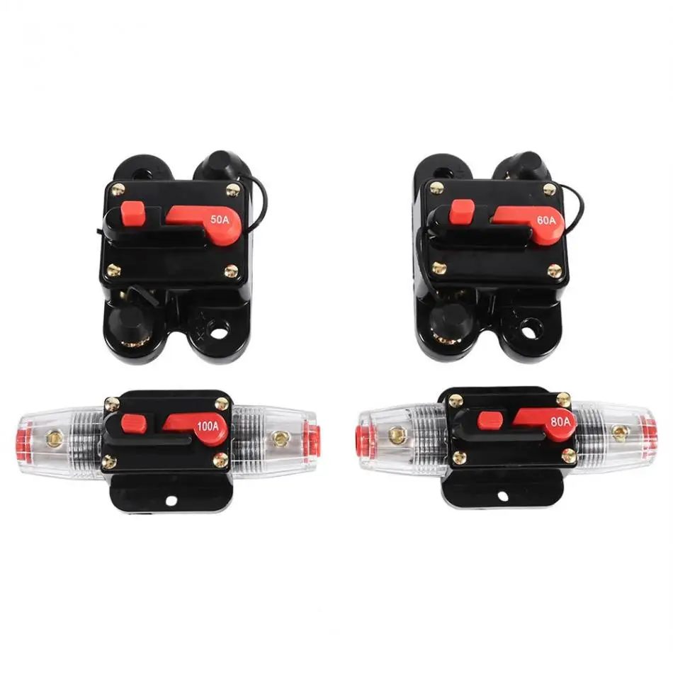 Black 80A Car Auto Circuit Breaker Audio Fuse Holder Reset Switch 12V-24V DC tyu