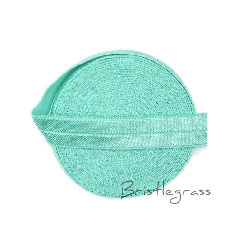 

BRISTLEGRASS 5 Yard 5/8" 1.5cm Aqua Solid FOE Foldover Elastic Spandex Satin Kids Hairband Headband Lace Trims DIY Sewing Notion