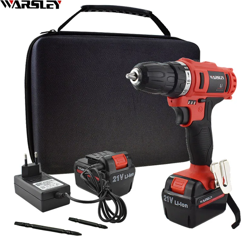 Kopen 21 v Power Tools Eu plug Draadloze Boor Elektrische Boor Batterij Boor Schroevendraaier Elektrische Schroevendraaier Mini Elektrische Boren