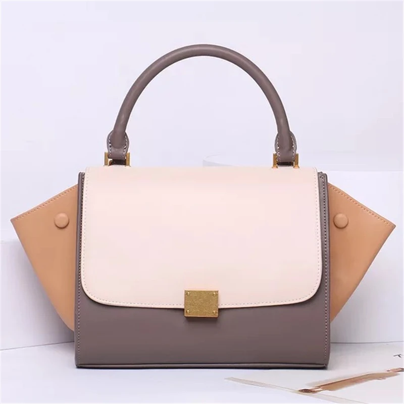 Qualité Célèbre Haute En Sacs Color White Épaule Brown Sourire Sac Marque Feminina Luxe À Bolso Véritable And Tea milk Totes Cuir Designer Trapèze De Visage Main Mode rrC6Zq
