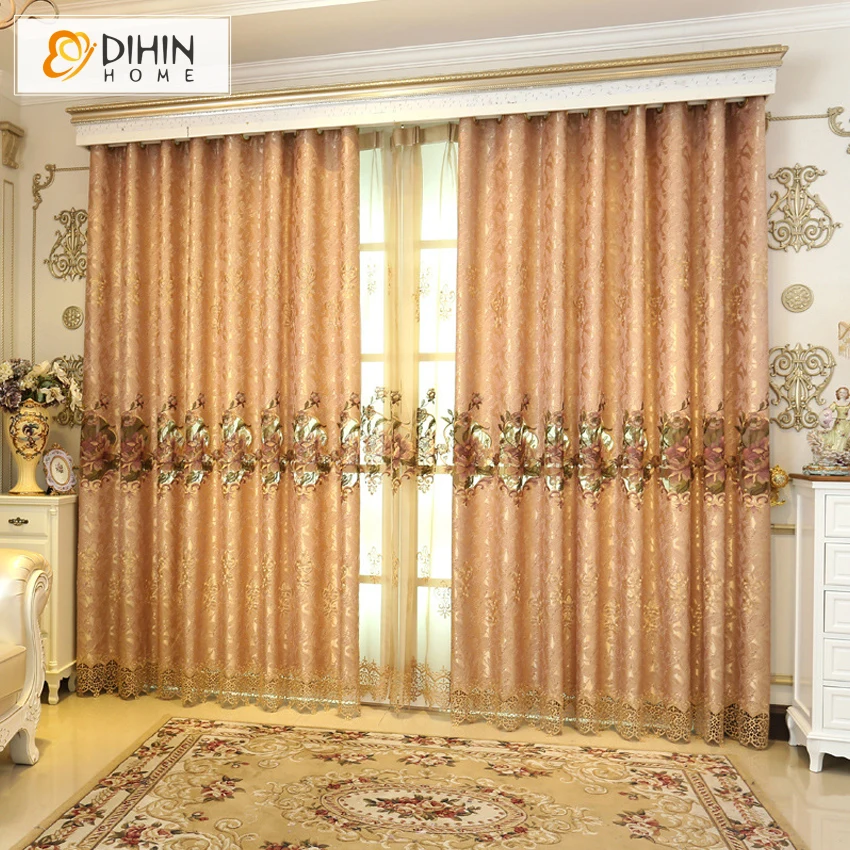 Dihin 1 Pc European Luxury Embroidered Curtains For Living Room