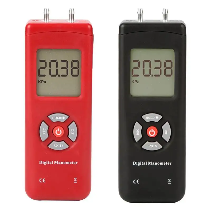 

Handheld Digital Dual-port Backlight Display Manometer Professional Differential Air Pressure Tester Pressure Gauge