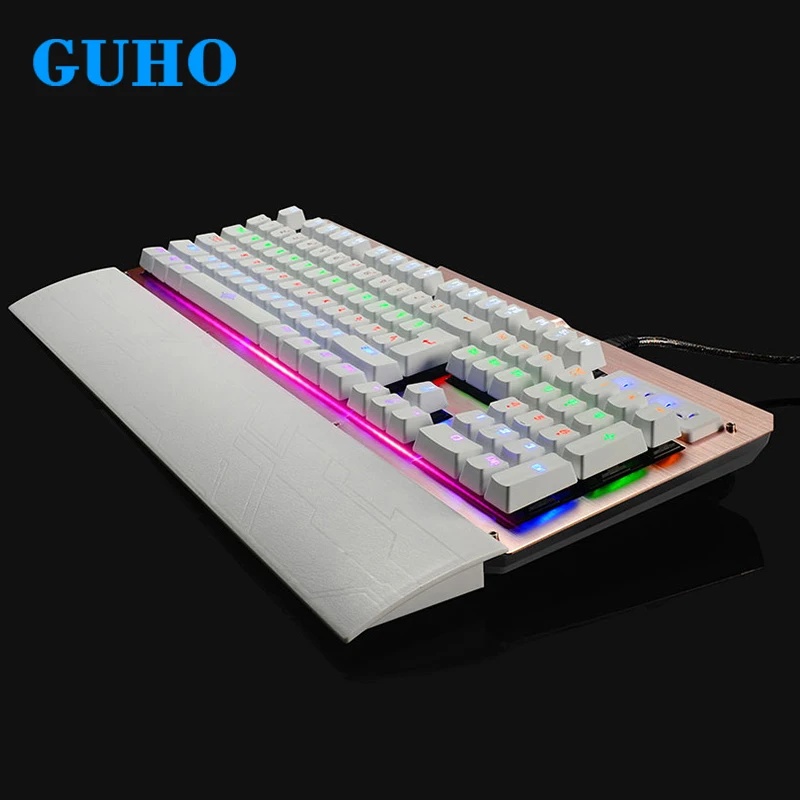 

GUHO Gaming Wired Mechanical Keyboard 104 Keys Real RGB Blue Switch LED Backlit Anti-Ghosting Mekanik Klavye Teclado for Gamer