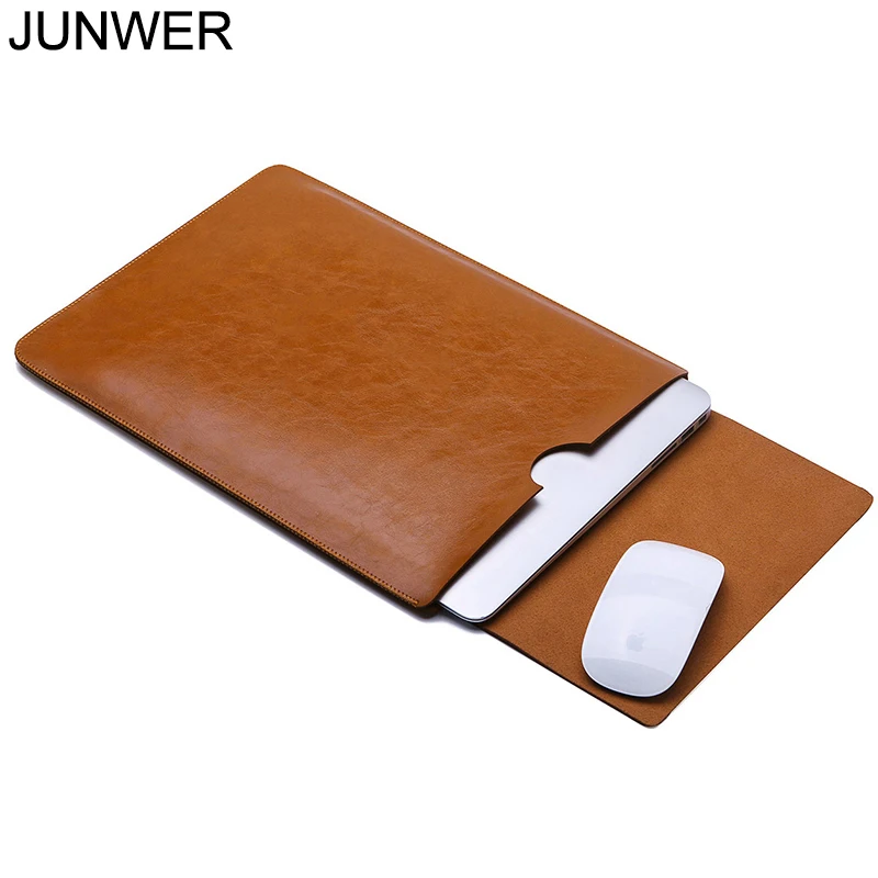 

JUNWER PU Leather Sleeve Protector bags For Apple macbook Air Pro Retina 11 12 13 15 laptop Cover For Mac book 13.3 inch A1932