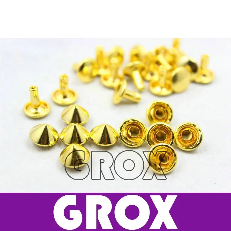 

9*8mm Gold Conical Rapid Rivet Studs Punk Rock Rivets Nailheads Spike Free Shipping Wholesale High Quality