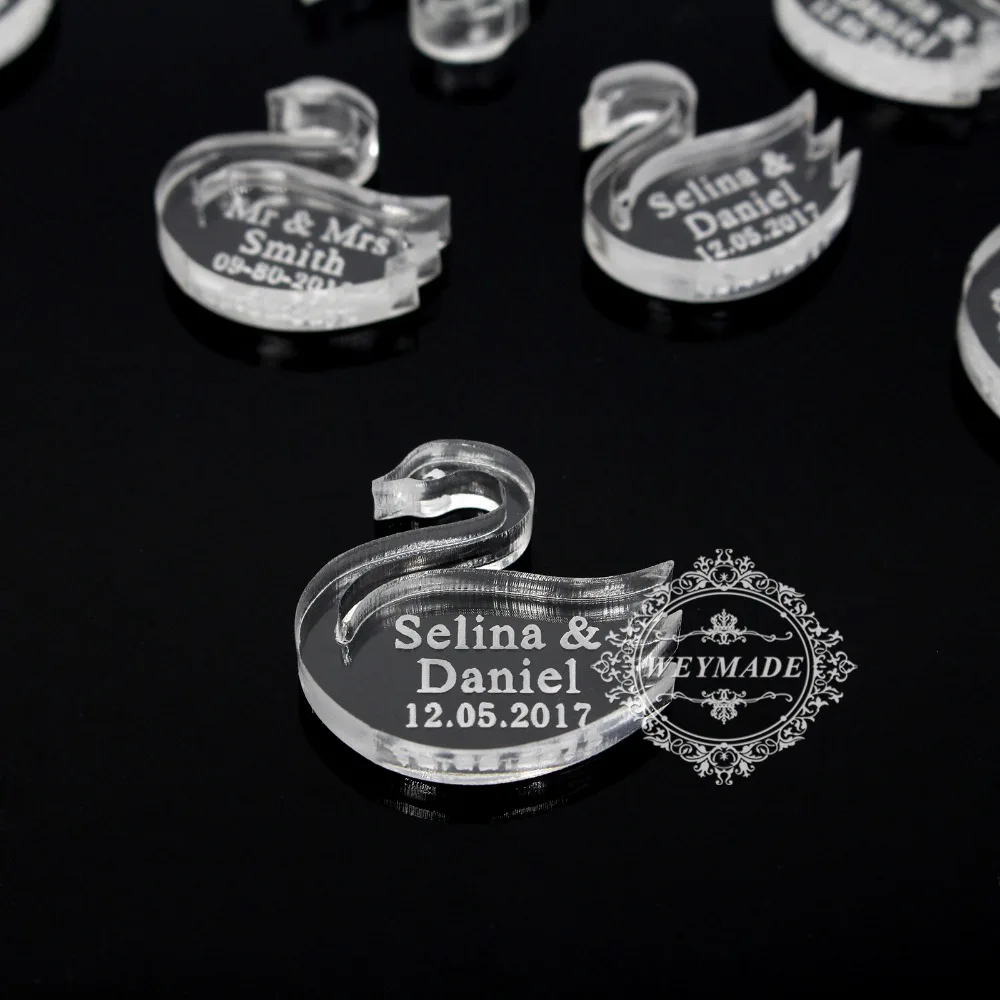 

50Pcs Personalized Swan Mr & Mrs Clear Wedding & Engagement Table Centerpieces Decor Birthday Party Baby Shower Decoration