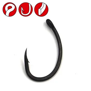 

[50PCS] #2 #4 #6 # 8 #10 Barbed Teflon Carp Hook Yn Strong Sharp Forged Shank Matt Black Color Carping Tackle Hair Rig