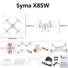 Syma X8SW WIFI 2MP 720P HD Camera FPV RC Drone 2.4G 4CH 6Axis Altitude Hold Headless Mode RC Quadcopter with 3pcs battery