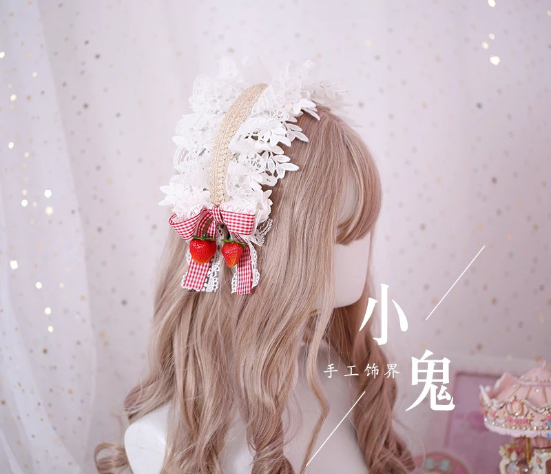 Cosplay&ware Sweet Is The Strawberry Soft Lace Lolita Hair Hoop Japanese Sister Kc Straw Hat Head Band Edge -Zentai shop online HTB1BLCrUkvoK1RjSZFwq6AiCFXaK.jpg