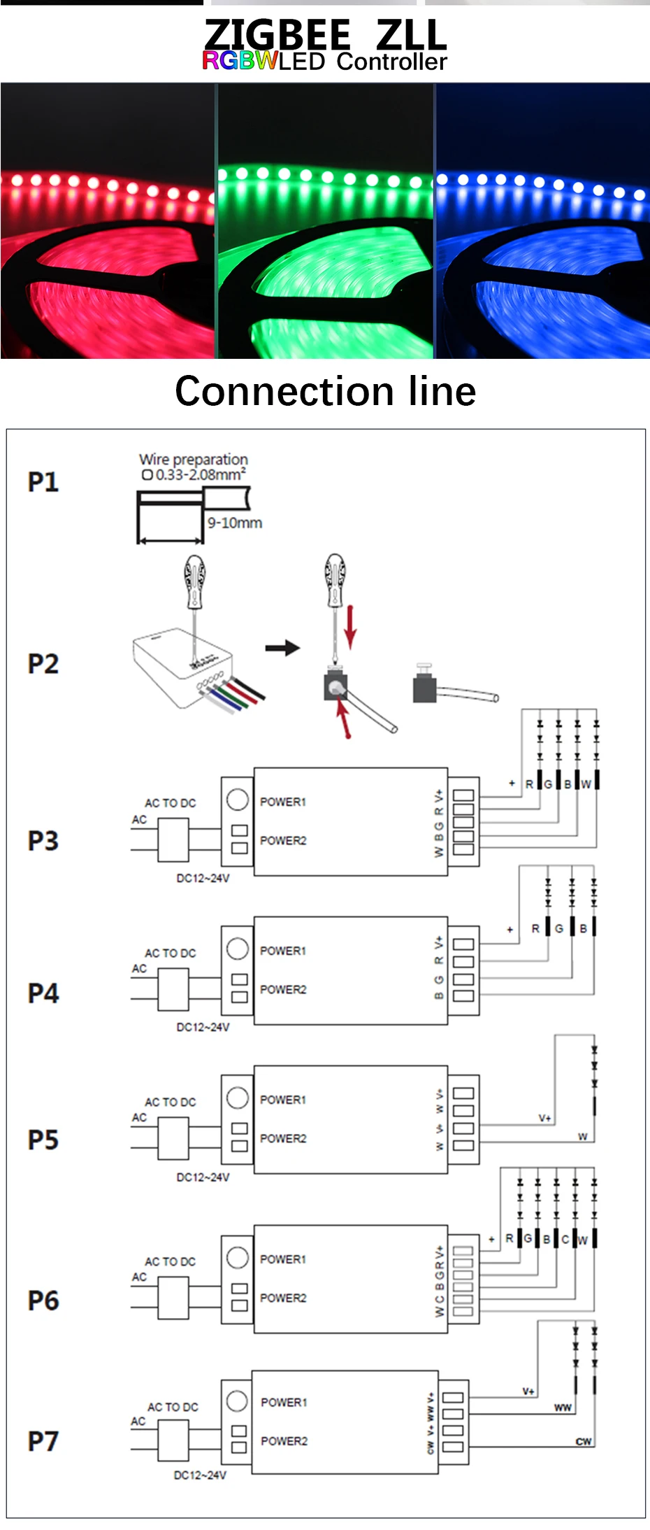 Набор смарт-светодиодных лент zigbee Zll link, набор диммеров rgb+ cct, контроллер ZIGBEE для rgb RGB+ CCT, светильник для лент, работающий с alexa