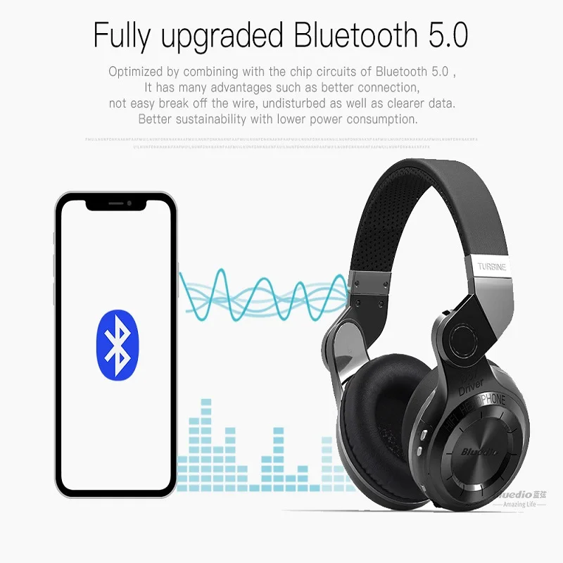 Bluedio T2 Bluetooth наушники беспроводные Складные стерео звук высокое качество мощная гарнитура над ухом с микрофоном для телефона и музыки