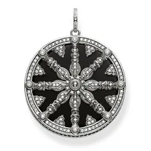 TS Joyería 925 de Plata Esterlina y Zirconia y de Imitación de Ágata Disco Rueda Karma Thomas Estilo Collares Colgantes de La Joyería para Las Mujeres