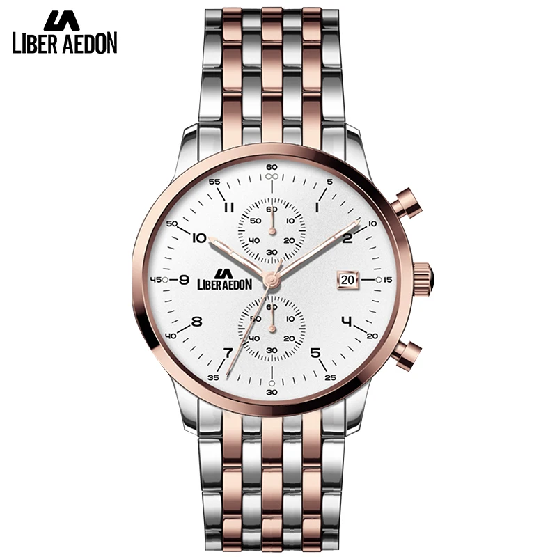 

Liber Aedon Top Brand Luxury Men Watches Luminous Hands Stainless Steel Wristwatch Fashion Quartz Analog Watch birthday gift