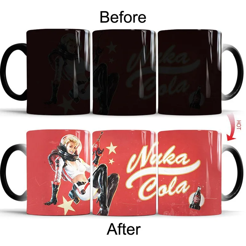 

1pcs 350ml Nuka Cola Figure Color Changing Mug Creative Fallout Style Heat Sensitive Reveal Ceramics Coffee Cup