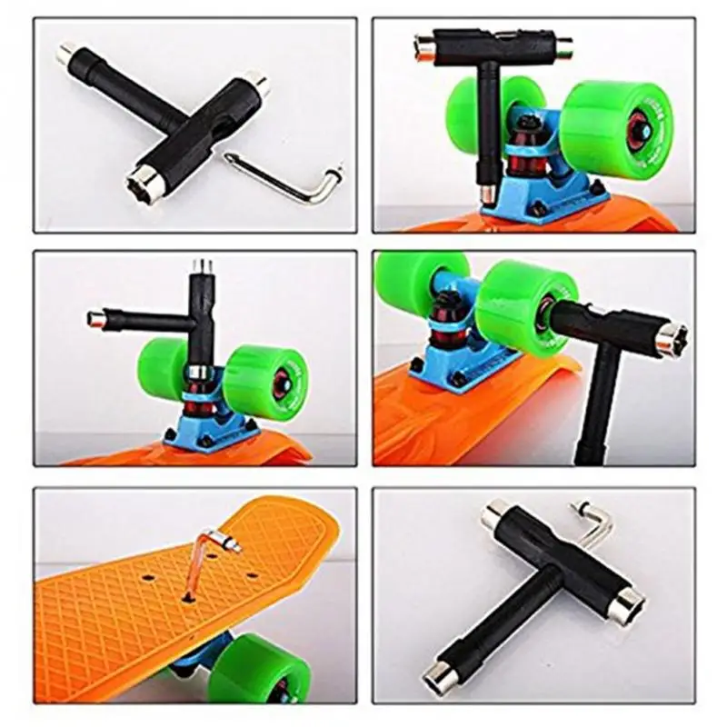 new Skateboard Wrench T-shape Multifunctional Roller Skate Heavy Duty Wrench Multi T Tool With Mini Wrench Black new Skateboard Wrench T-shape Multifunctional Roller Skate Heavy Duty Wrench Multi T Tool With Mini Wrench Black