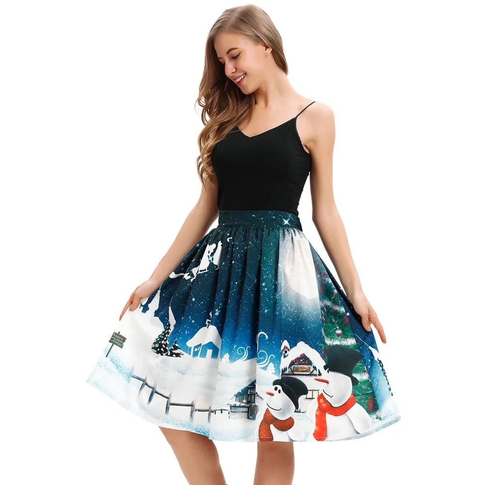 

JAYCOSIN Women Casual Christmas Santa Flare Elastic High Waist Cosplay Ball Gown Skirt fashion party Princess Skirts hot May 20