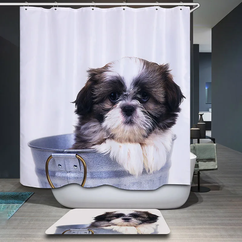 Monily полиэфирная водонепроницаемая винтажная деревенская живописная занавеска для душа с собакой занавеска для ванной комнаты s 12 крючков Mildewproof занавеска для ванной