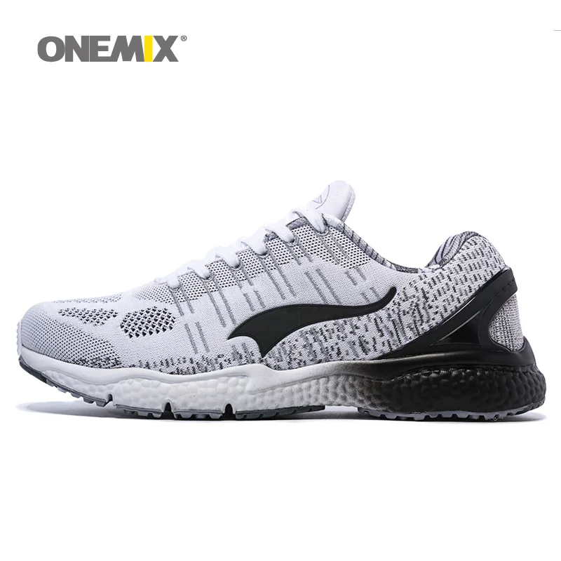 

ONEMIX Man Running Shoes For Men Athletic Trainers Gray White Knit Zapatillas Sport Shoe Outdoor Walking Sneakers Free Shipping