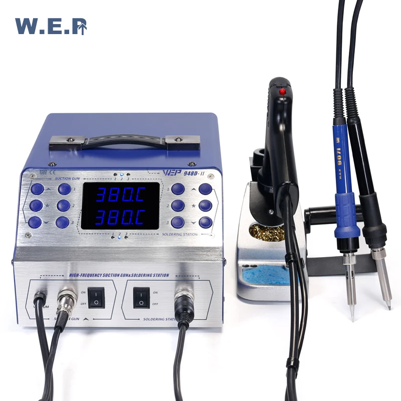 WEP 948D-II High Frequency Rework Station Tin Gun Sodering Iron 3 in 1 Intelligent Desoldering Soldering Station WEP 948D-II High Frequency Rework Station Tin Gun Sodering Iron 3 in 1 Intelligent Desoldering Soldering Station