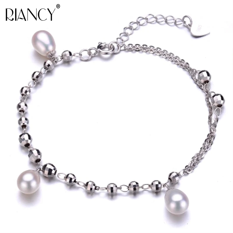 

Natural freshwater Exquisite pearl bracelet women jewelry,white adjustable pearl charms bracelet 925 silver jewelry wedding gift