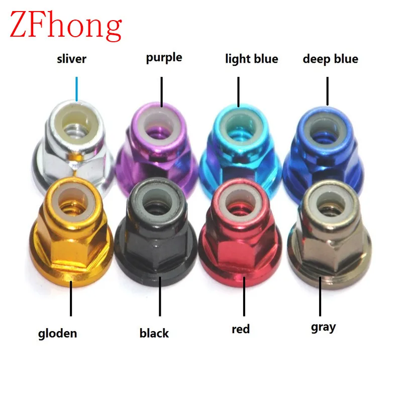 Nylon lock nut 2pcs-10pcs M2 M2.5 M3 M4 M5 M6 M8 Anodized colourful Aluminum Flange Nylon Lock Nut