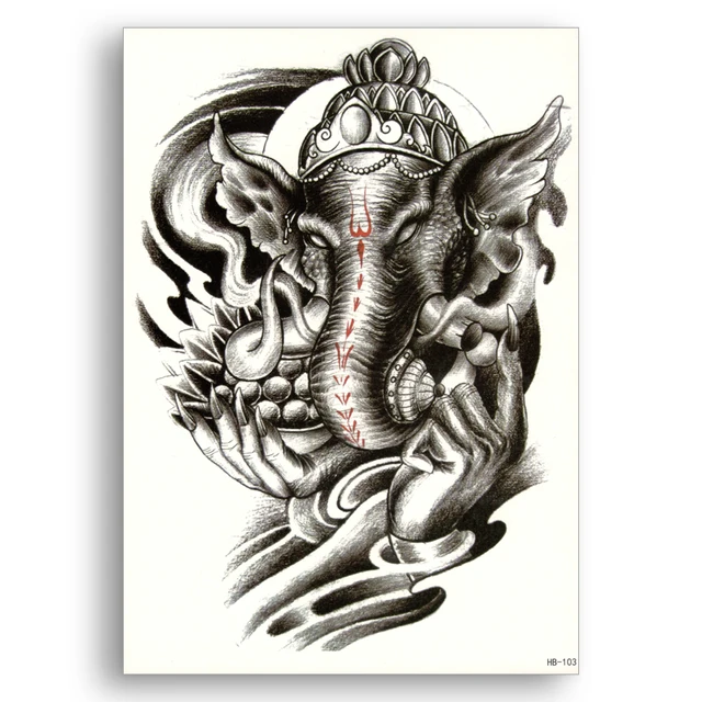 Temporary Fake Tattoo Water Transfer Waterproof Sticker Indian Elephant God Ganesha Large Black Hand Sexy Glitter Temporary Fake Tattoo Water Transfer Waterproof Sticker Indian Elephant God Ganesha Large Black Hand Sexy Glitter