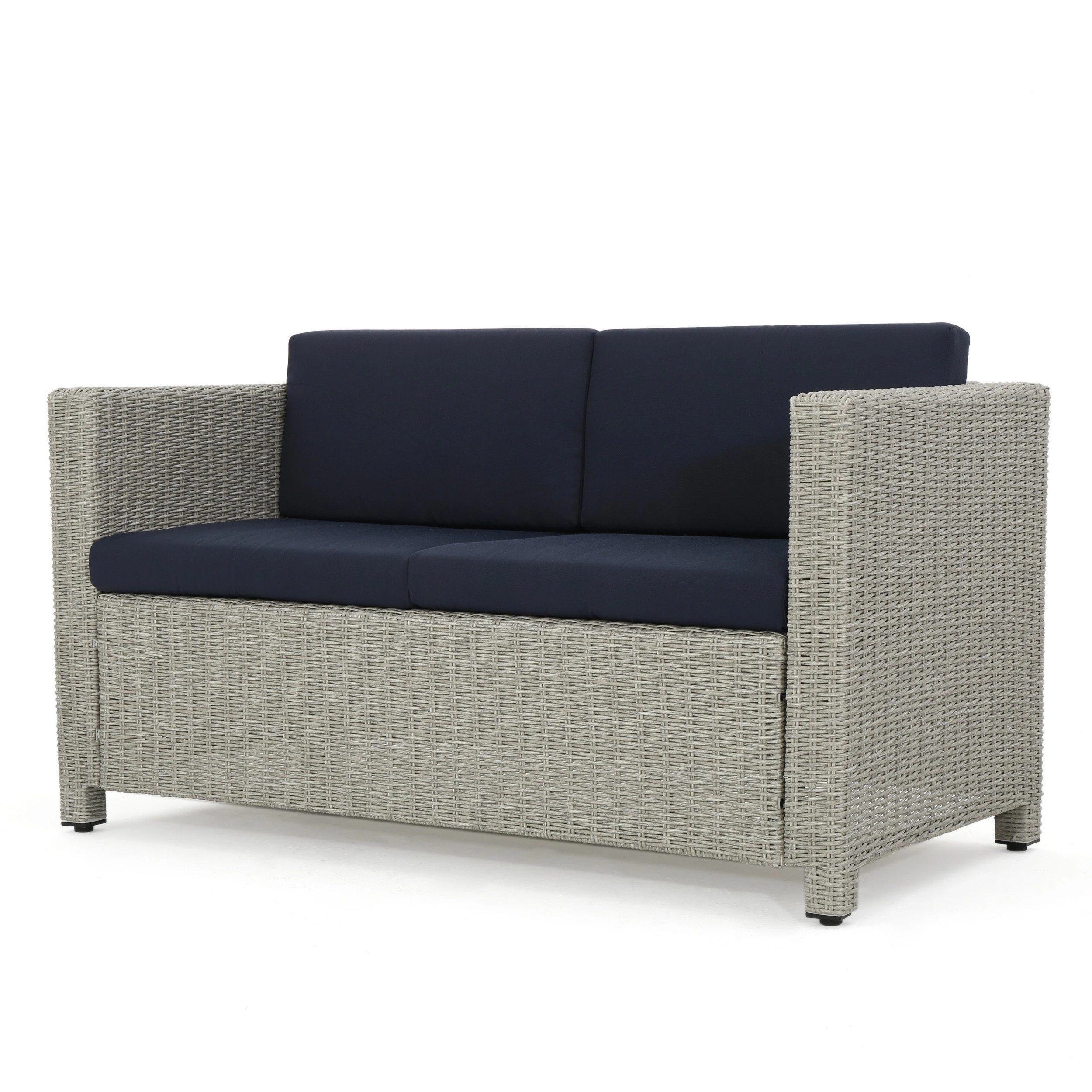 Pueblo 4Pc Wicker Chat Set w/ Water Resistant Cushions & Set Cover