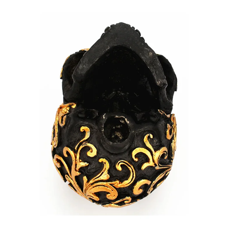The New Halloween Golden Flower Pattern Decoration Unique Black Head Skeleton Funny Ornaments
