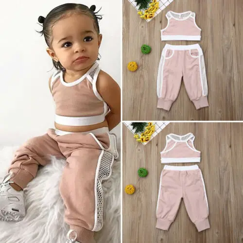 

2PCS Newborn Baby Girls Summer Clothes Tank Tops Vest Pants Outfits Sportswear