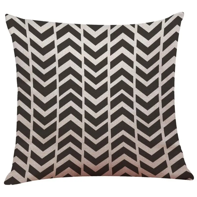 Cushion Cover Vintage Black & White Cotton Linen Throw Cushion Cover