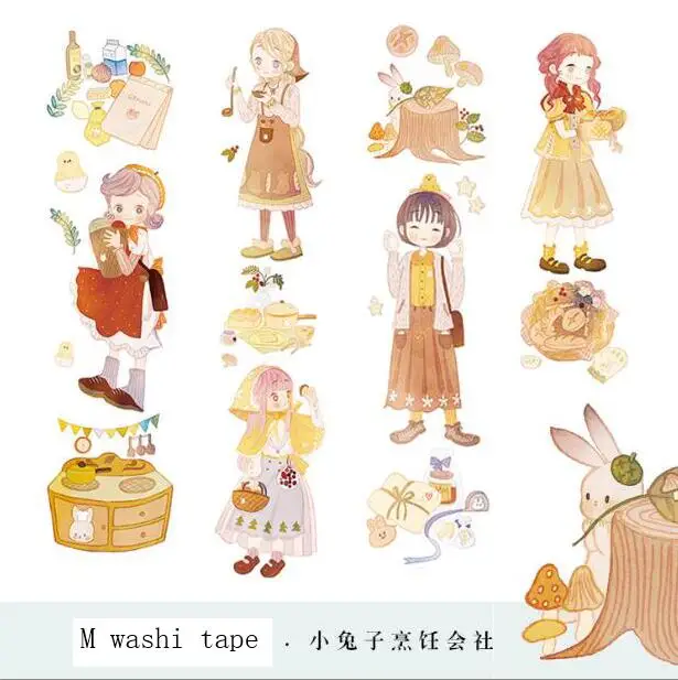 

The cooking club of little rabbits and girls Washi Tape DIY Scrapbooking Sticker Label Masking Tape School Office Supply Escolar