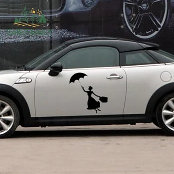 

EARLFAMILY 2x Beautiful Girl Holding An Umbrella In The Wind Happy Dance Art Car Stickers for Truck Auto Door JDM Vinyl Decal
