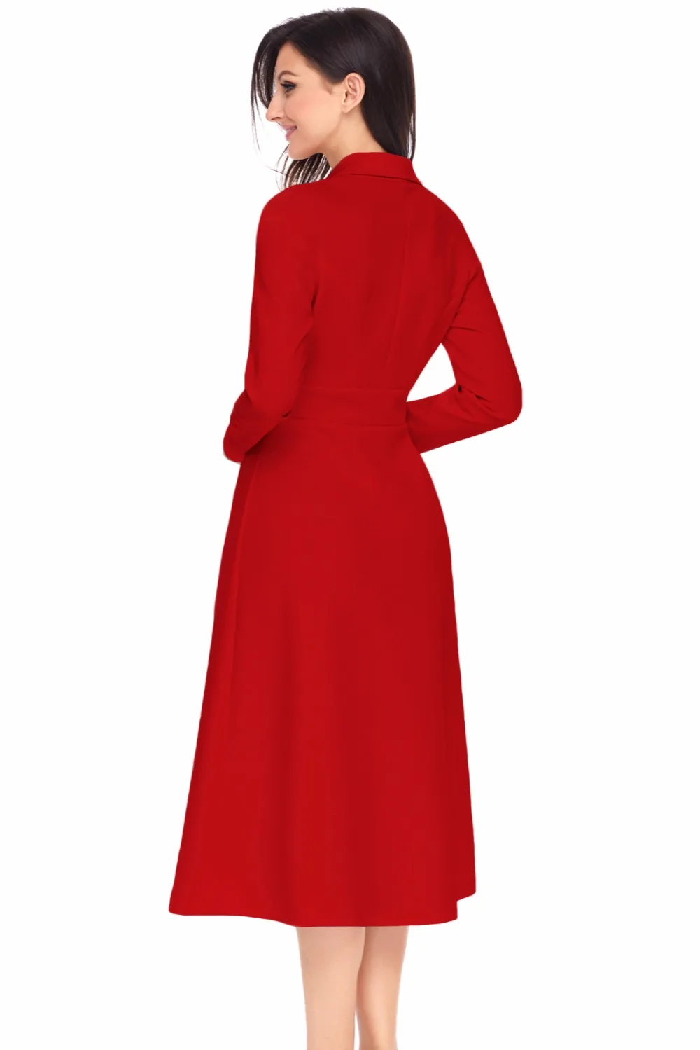 Red-Vintage-Button-Collared-Fit-and-flare-Dress-LC61803-3-2