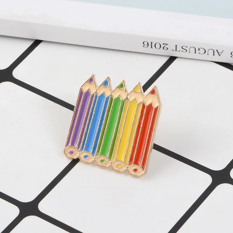 

Colored Pencils Pin Rainbow Pencil Enamel Pin Badge Childhood Cartoon Drawing tools Brooch Jewelry Gift for Kids Children Artist