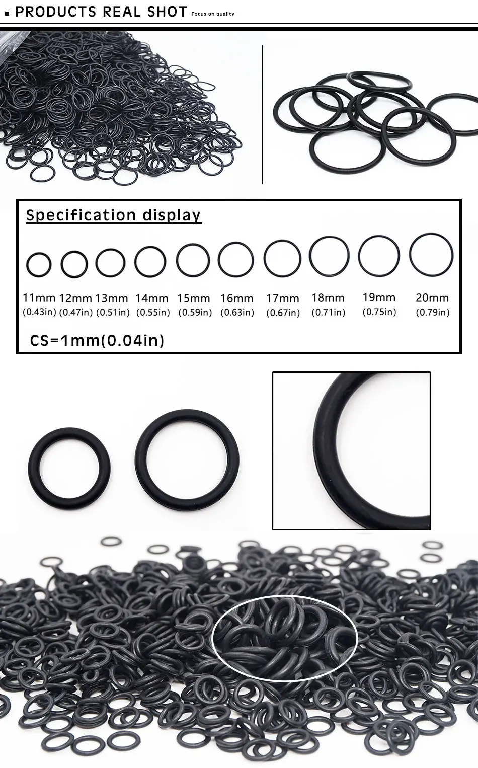 50 шт./лот резиновое кольцо черное NBR уплотнительное кольцо CS: 1 мм OD11/12/13/14/15/16/17/18/19/20 мм уплотнительное кольцо нитрил уплотнительное кольцо