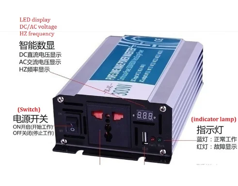 

DC/AC 500W 12v/24v/48v pure input sine wave power inverter to110v 220v 230v 50/60hz inverter