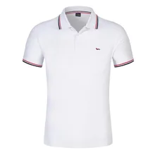 Новинка, мужская повседневная модная рубашка поло, мужская рубашка, однотонная, с вышивкой, из смесового хлопка, с коротким рукавом, облегающая, дышащая, мягкая, рубашки PO019