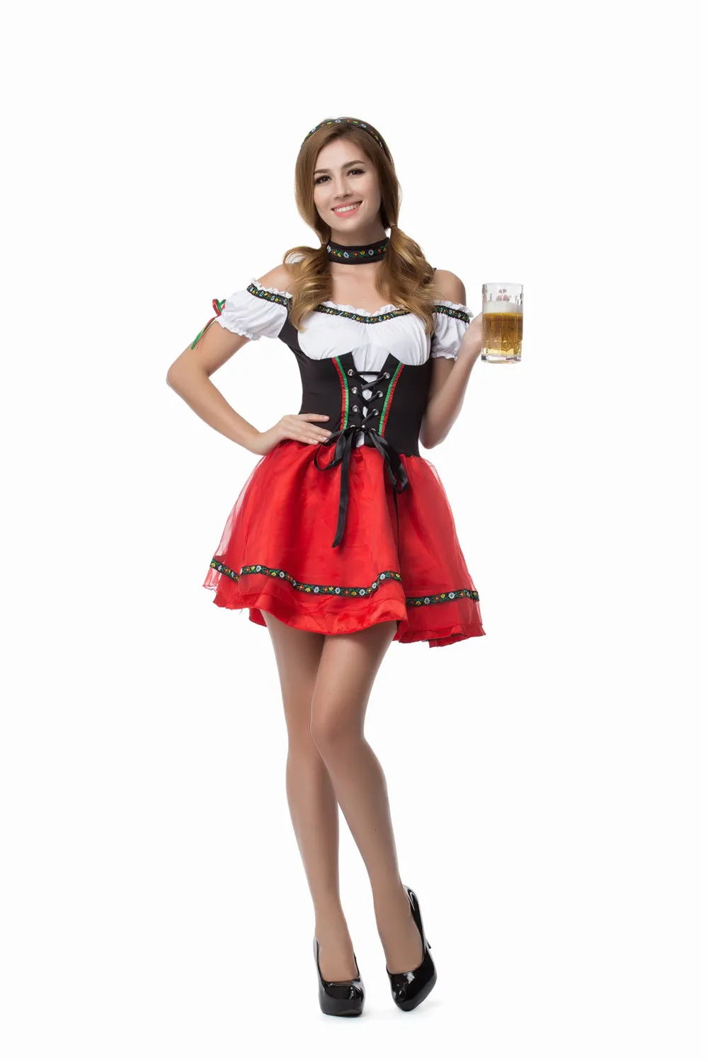 Sexy Red And Black Beer Wench Costume