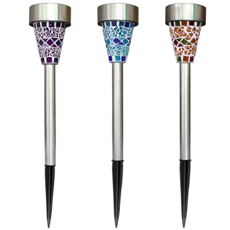 LED Solar Lamp Outdoor Mosaic LED Solar Lawn Light For Garden Decoration Outdoor Waterproof IP65 Bollard Solar Stick Lights  (5)