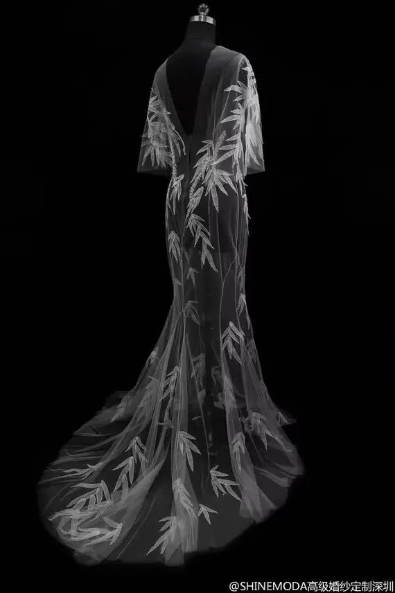 

1 yard ivory lace fabric with retro floral, bridal embroidered tulle lace fabric, retro floral lace, wedding fabri