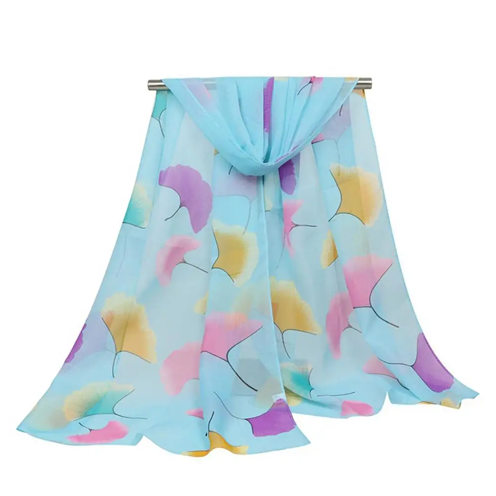 Мода весна осень красочные Листья печати женский длинный шарф шарфы, палантины шаль 2019