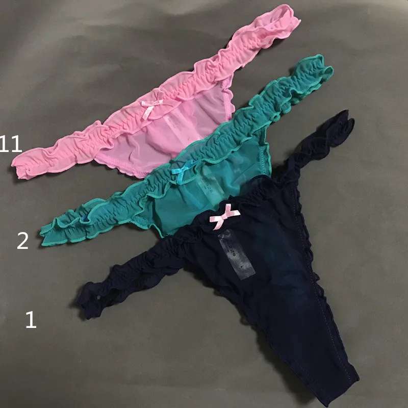 1PCS Ruffled Thong Sexy Underwear Women Thongs Lace Panties Transparent Gauze G String For Ladies T Back Mesh 1PCS Ruffled Thong Sexy Underwear Women Thongs Lace Panties Transparent Gauze G String For Ladies T Back Mesh