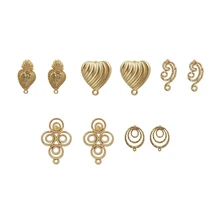 Цинковый сплав бохо шик этнический стиль ушной пост серьги-гвоздики, Находка сердце матовое золото с петлей, 2 пары