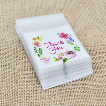 

50/100pcs 7*7cm Thank You Printed Candy Cookie Bags Wedding Birthday Party Self Adhesive Plastic Biscuit Gift Packaging Bag