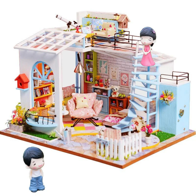 

Cutebee Doll House Furniture Miniature Dollhouse DIY Miniature House Room Box Theatre Toys for Children stickers Dollhouse NJN5